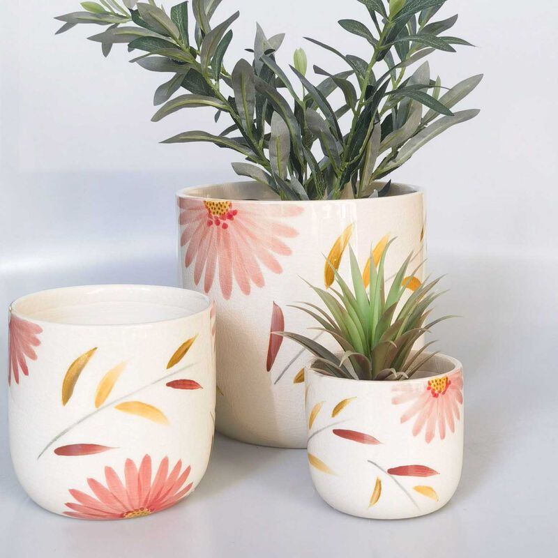 Urban Products Maxine Floral Planter Red & Yellow 20cm image number 1