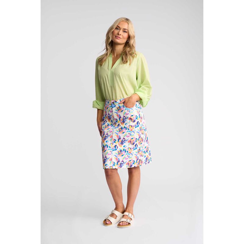 Vassalli Printed Lightweight Skirt With Centre Back Vent image number 3