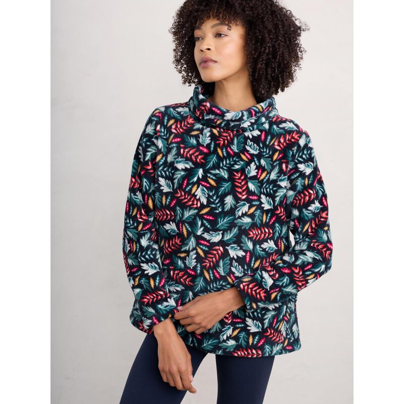 Seasalt Cornwall Snugsoft Top Sunlit Leaves Dark Jade image number 3