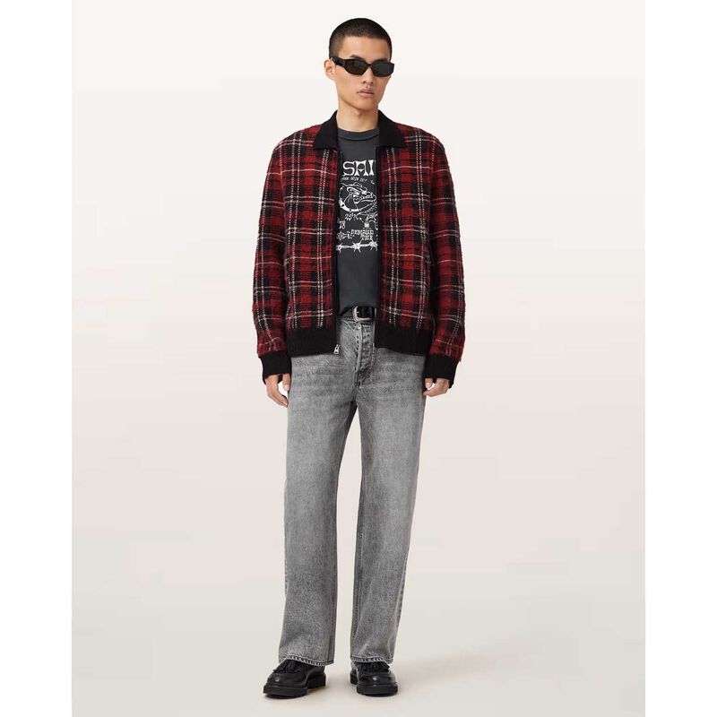AllSaints Nettle Jacquard Plaid Cardigan image number 3