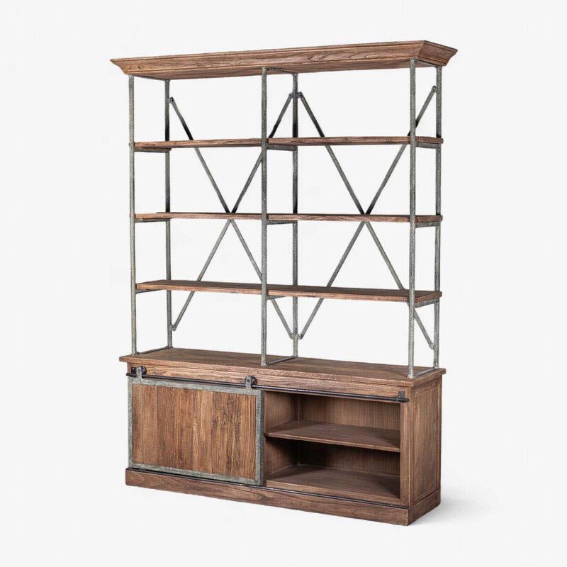 French Country Sliding Door Bookshelf (Base) image number 1