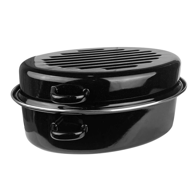 Di Antonio Oval Covered Roaster Enamel On Carbon Steel Black 6.3L image number 0