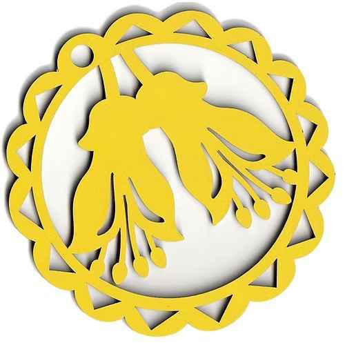 Abstract Designs Block Yellow Kowhai Circle Xmas Decoration