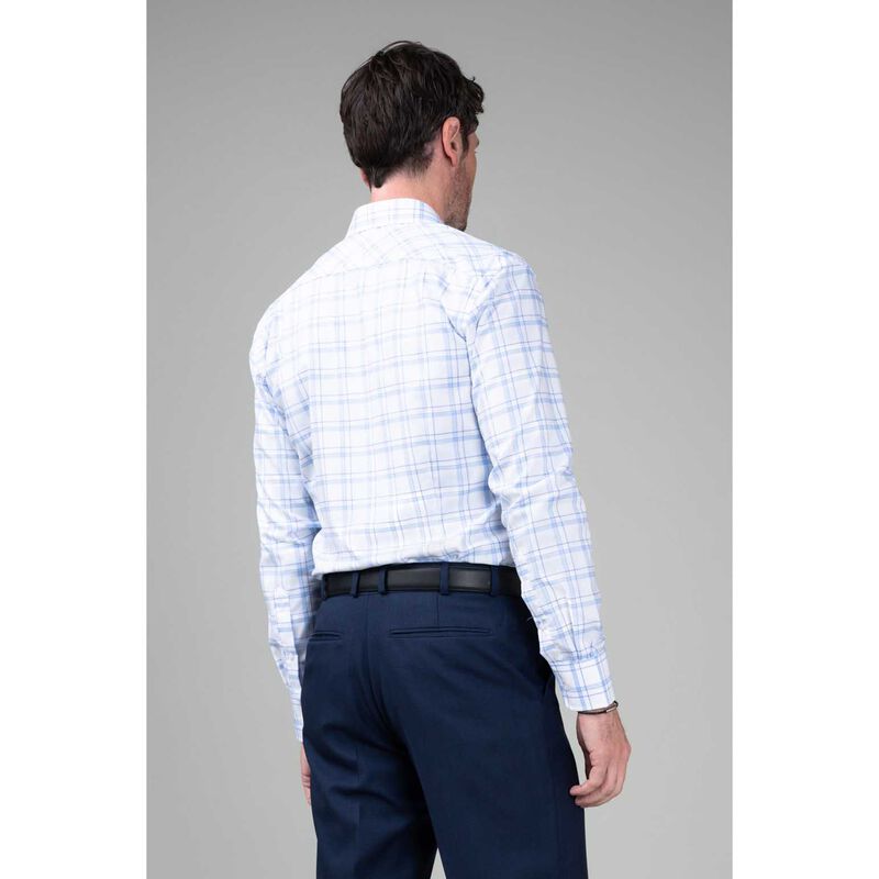 Rembrandt London White & Blue Herringbone Check Shirt image number 1