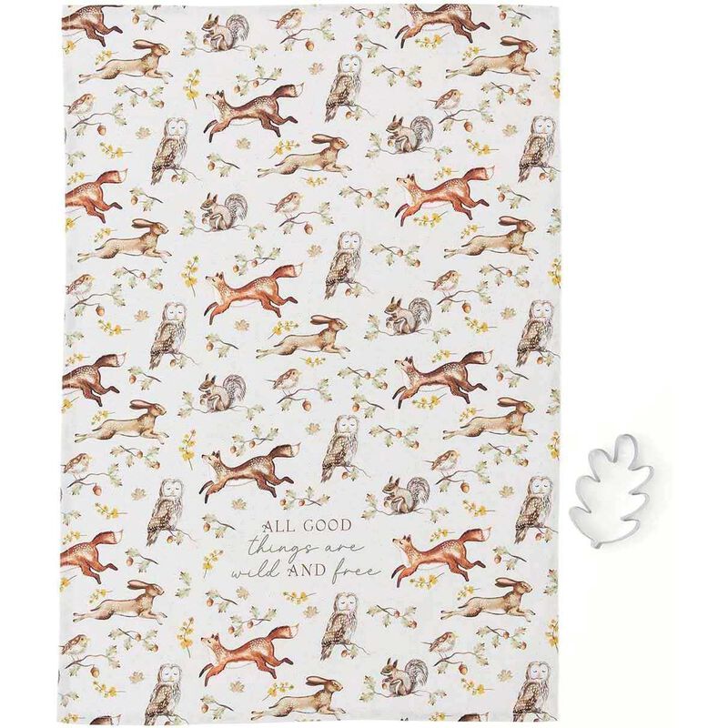 Cooksmart Forest Fable Tea Towel & Cookie Cutter Set image number 0