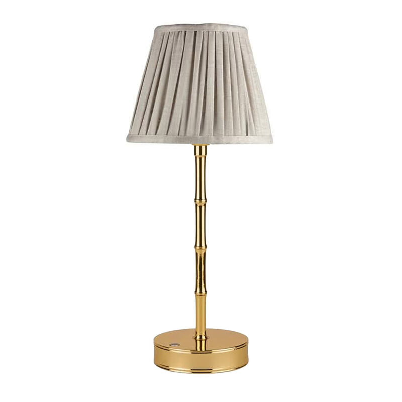 Addison Ross Bamboo LED Lamp 30cm - Gold Base With Chiffon Shade image number 0