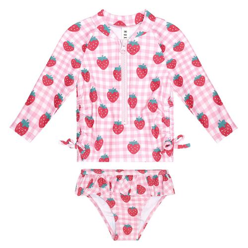 Huxbaby Strawberry Check 2Pc Swim Set 3-5Y