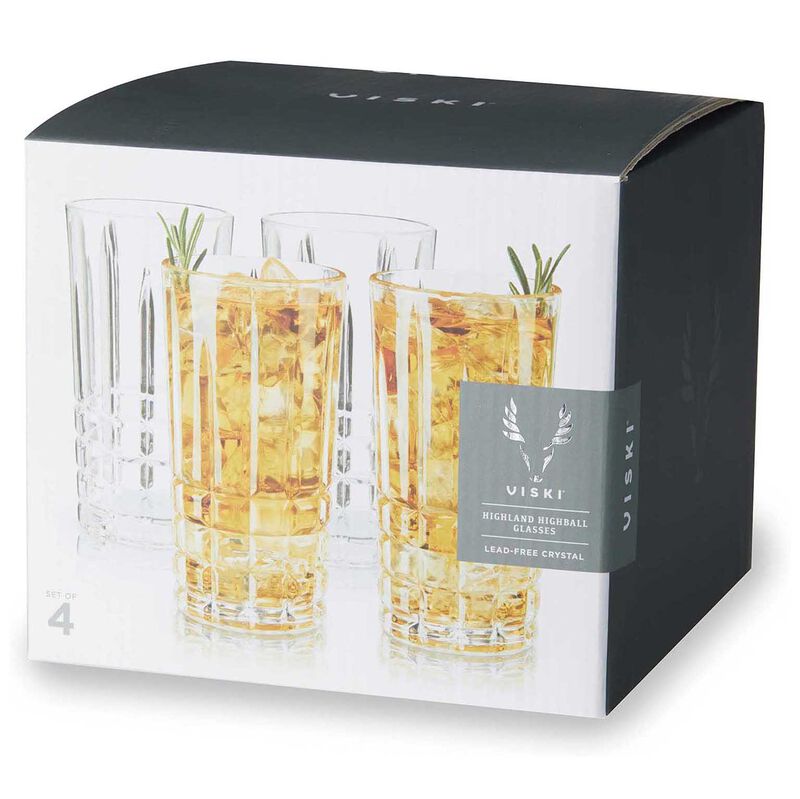 Viski Highland Crystal Highball Tumblers Set Of 4 image number 3