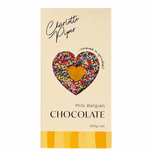 Charlotte Piper Belgian Milk Chocolate Bar with Sprinkles 100g
