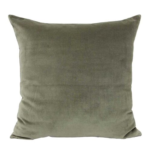 French Country Velvet Cushion Light Olive