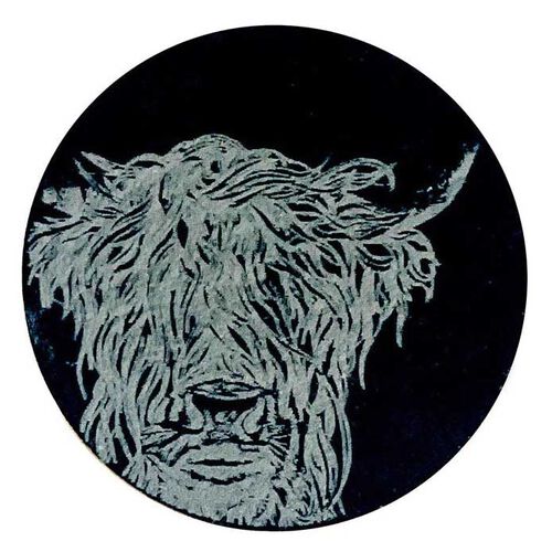 Selbrae House Slate Magnet - Round - Highland Cow
