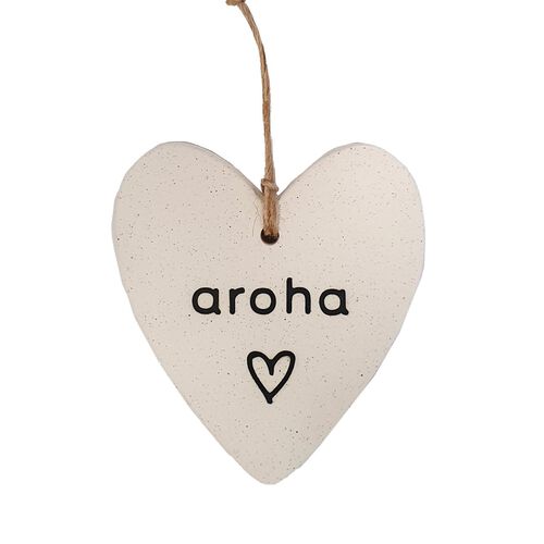 Michelle Bow Ceramics Hanging Nz Sand Heart 8cm x 9cm Aroha