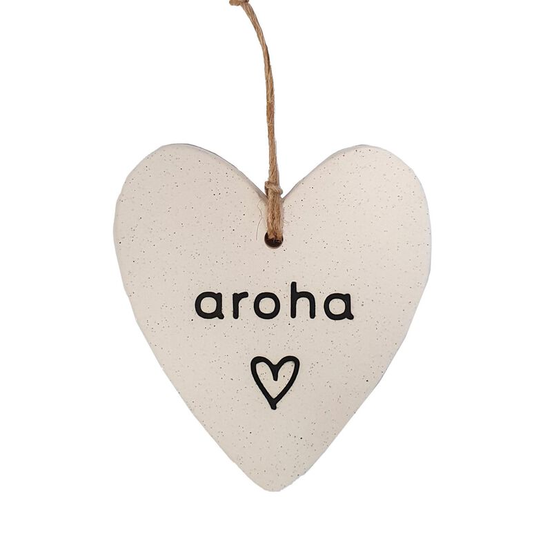 Michelle Bow Ceramics Hanging Nz Sand Heart 8cm x 9cm Aroha image number 0