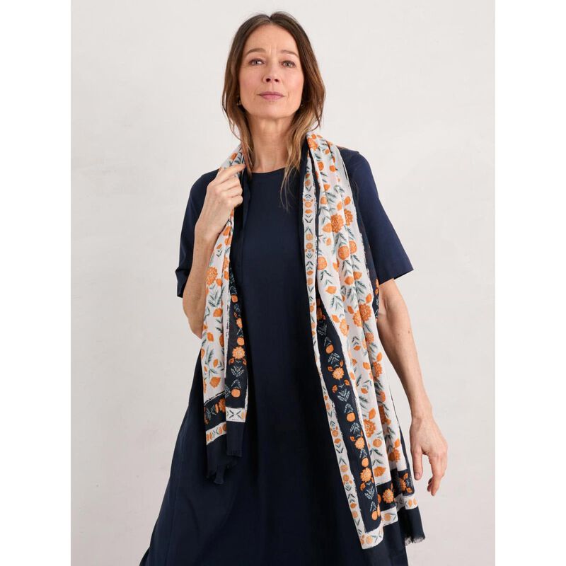 Seasalt Cornwall New Everyday Scarf Marigold Border Chalk image number 1