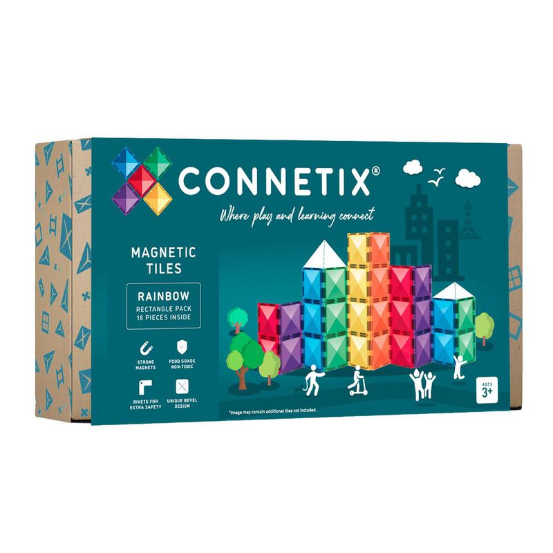 Connetix Tiles Rainbow Rectangle Pack 18 Pc image number 0