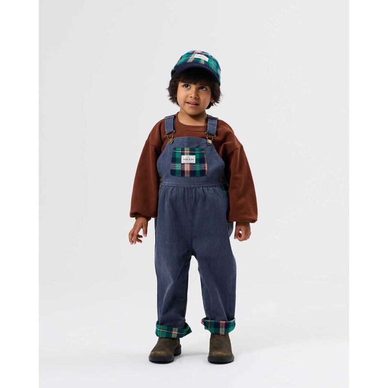 Goldie + Ace Austin Green Check Overalls 3-4Y image number 1