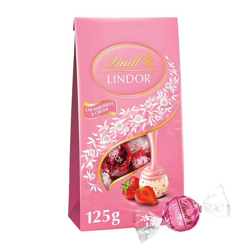 Lindt LINDOR Strawberries and Cream Bag 125g image number 0
