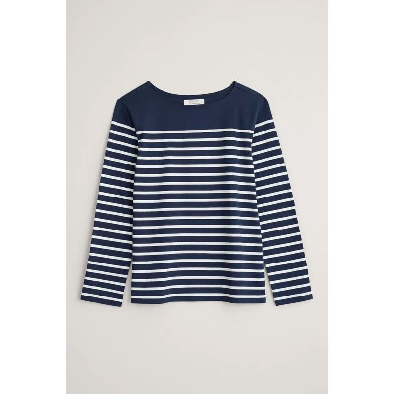Seasalt Cornwall Sailor Shirt LS Falmouth Breton Maritime Chalk image number 2