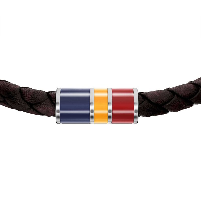 Fossil Everett Enamel Brown Leather Station Bracelet image number 1