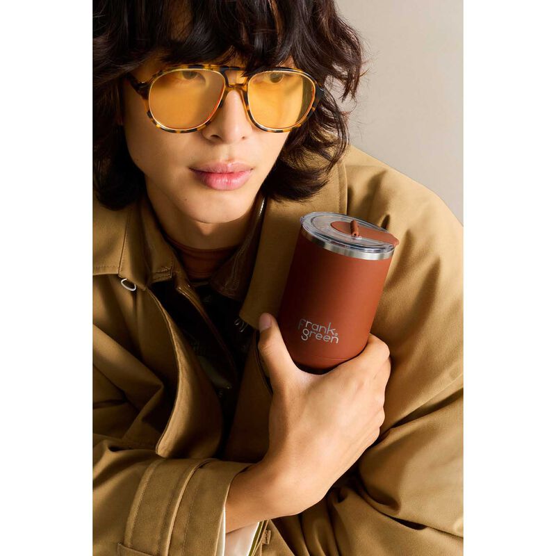 frank green 12oz Ceramic Cup With Hinged Lid Toffee image number 1