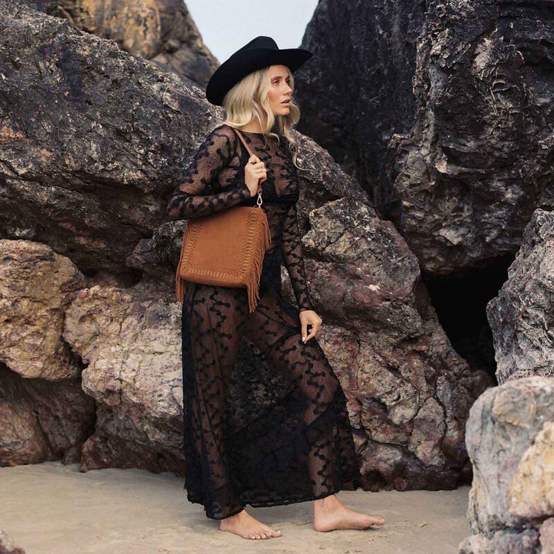 SABEN Claudette Shoulder Bag Suede + Fringe image number 1