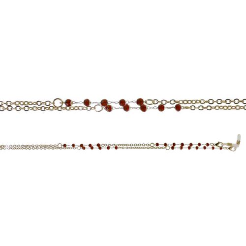 On The Nose Shiny Gold Chain with Small Red Beads