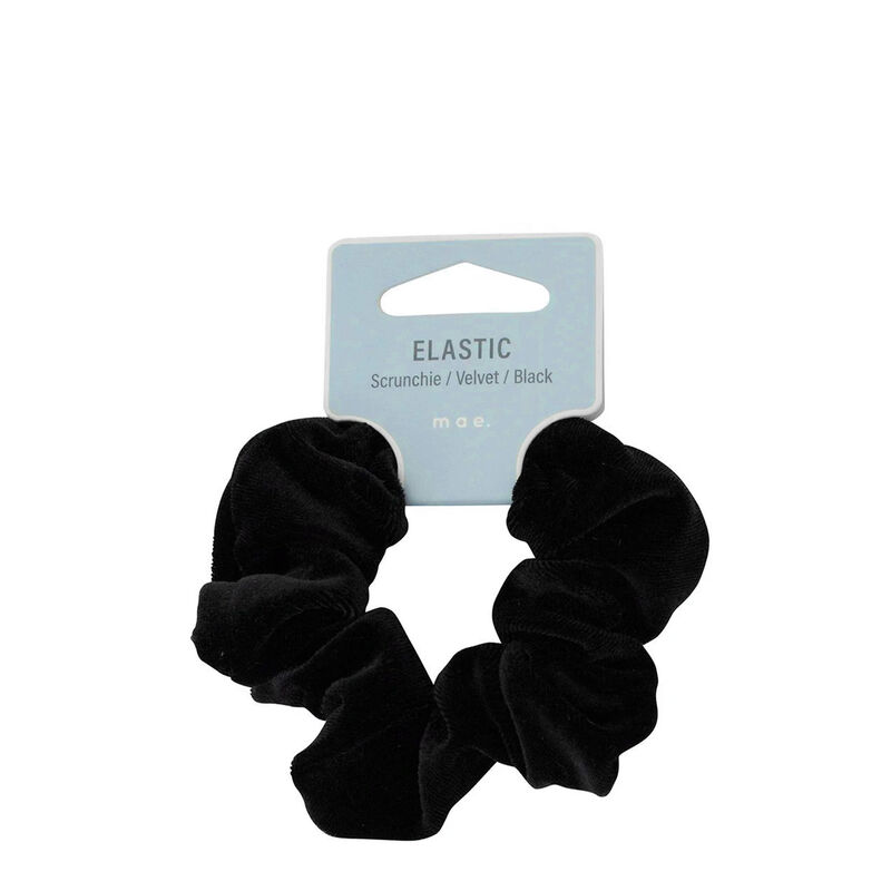 Mae Black Velvet Elastic Scrunchie image number 0