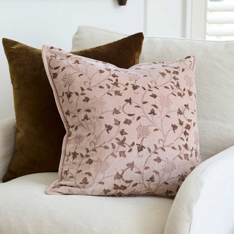 French Country Remi Handblock Velvet Cushion Cover image number 1
