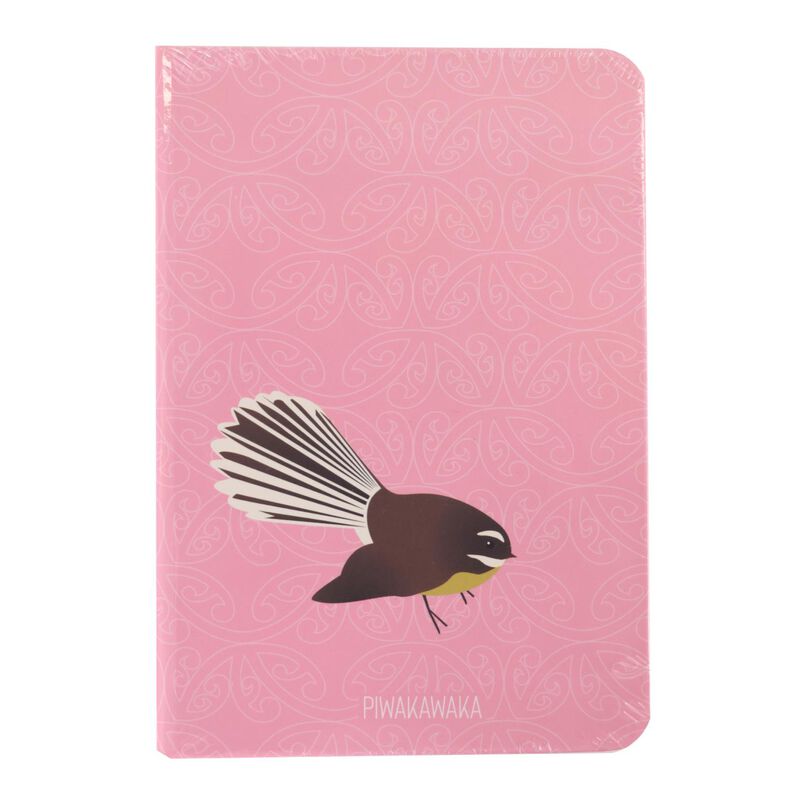 Kereru Design New Zealand Piwakawaka / Fantail Pink A6 Notebook image number 0