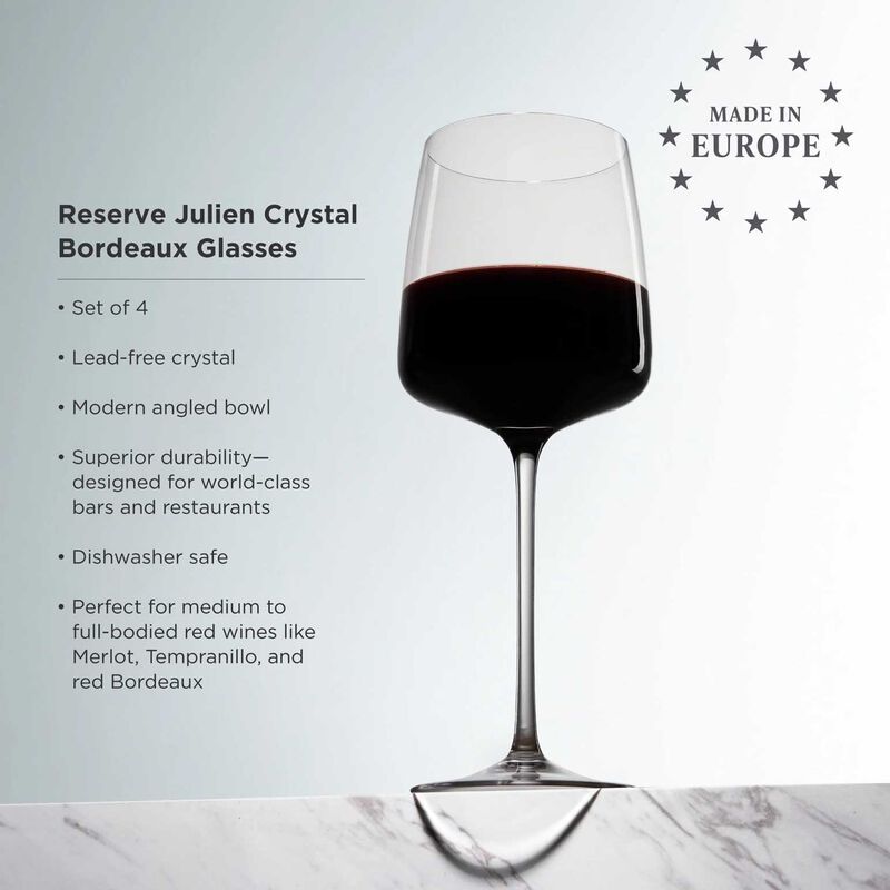 Viski Reserve Julien Crystal Bordeaux Glasses, Set of 4 image number 2