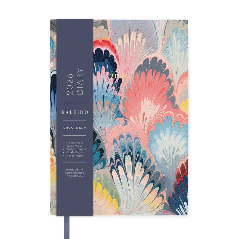 Ohh Deer Kaleido 2026 Scalloped Marble A5 Linen Diary image number 0