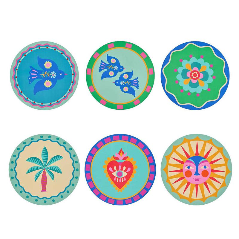 Annabel Trends Cork Backed Coasters Set Of 6 - Fiesta image number 0