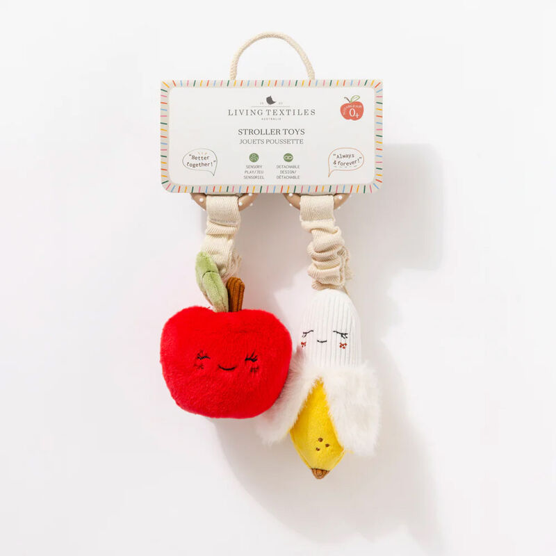 Living Textiles Plush Stroller Toy 2 Pack - Apple & Banana image number 2