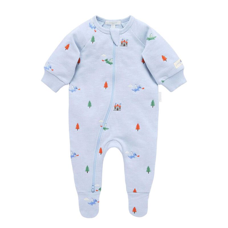 Purebaby Embroidered Fleece Growsuit image number 4