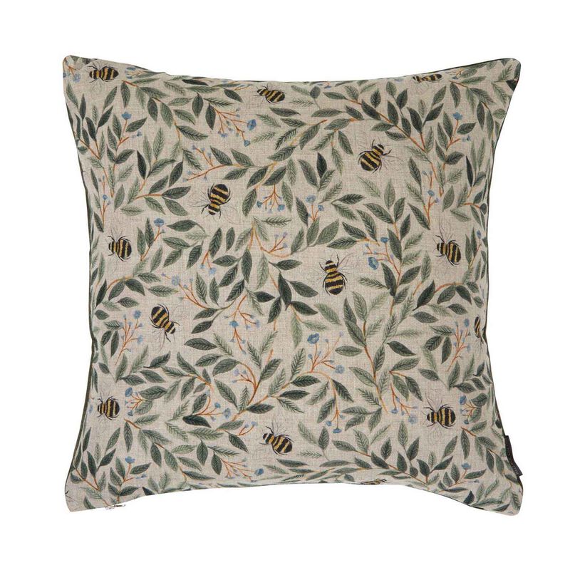 Wallace Cotton Botanical Bee Square Cushion Cover image number 0