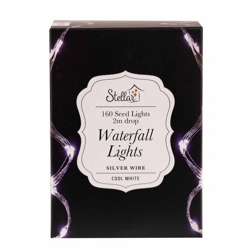 Stellar Haus Silver Copper White 8 Strand Waterfall Seed Lights