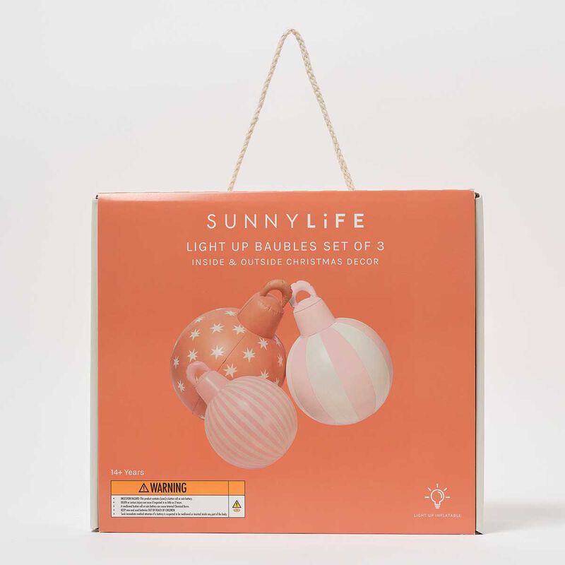 SUNNYLiFE Light Up Christmas Baubles Red Set of 3 image number 1