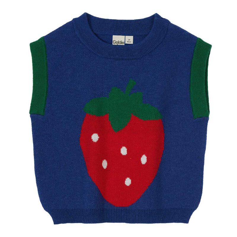 Goldie + Ace Jumbo Strawberry Knit Vest 1-2Y image number 0