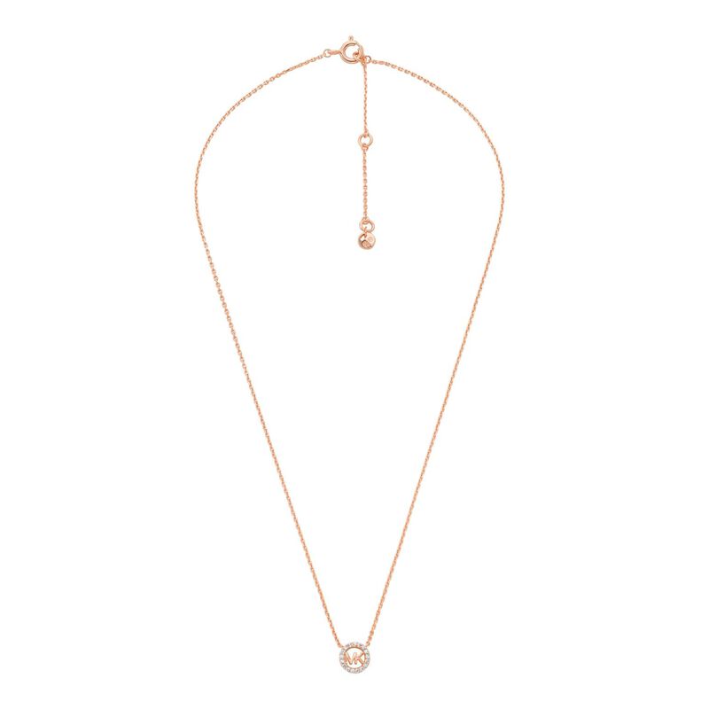 Michael Kors 14K Rose Gold Sterling Silver Logo Pendant Necklace image number 1