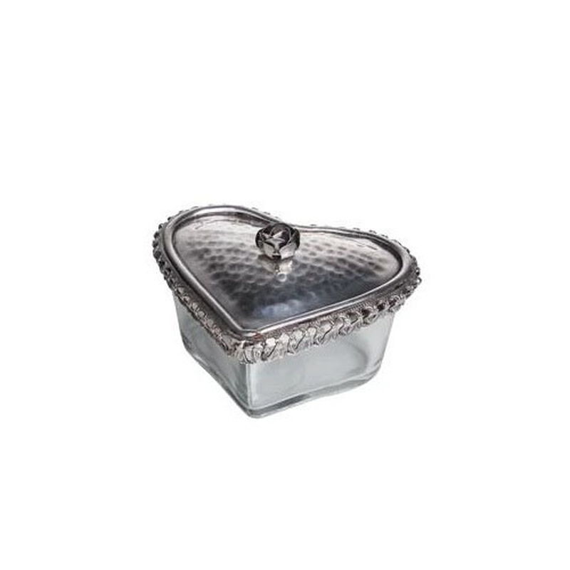 French Country Glass Heart Box With Rose image number 0