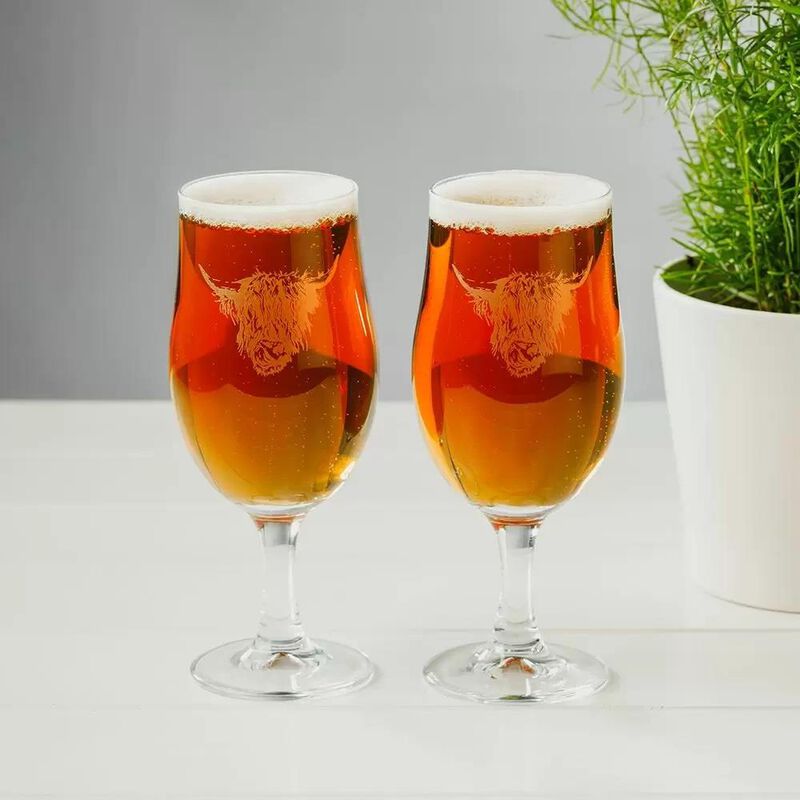 Selbrae House 2 Craft Beer Glasses - Highland Cow image number 1