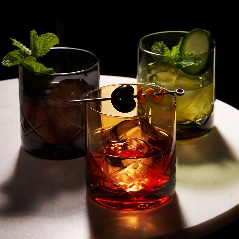 Admiral Cut Crystal Rocks Glasses In Amber By Viski&reg; image number 3