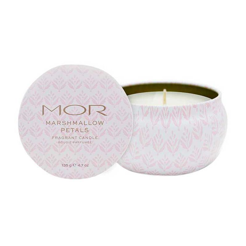MOR Fragrant Candle in a Tin - Marshmallow Petals 135g image number 0