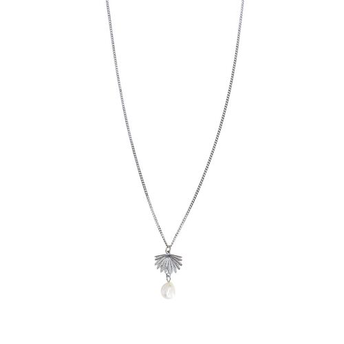 Boh Runga Fantail Pearl Pendant Silver Chain 45cm