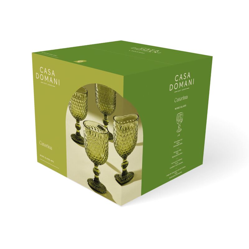Casa Domani Caterina Wine Glass 4Pc Green Gift Boxed image number 1