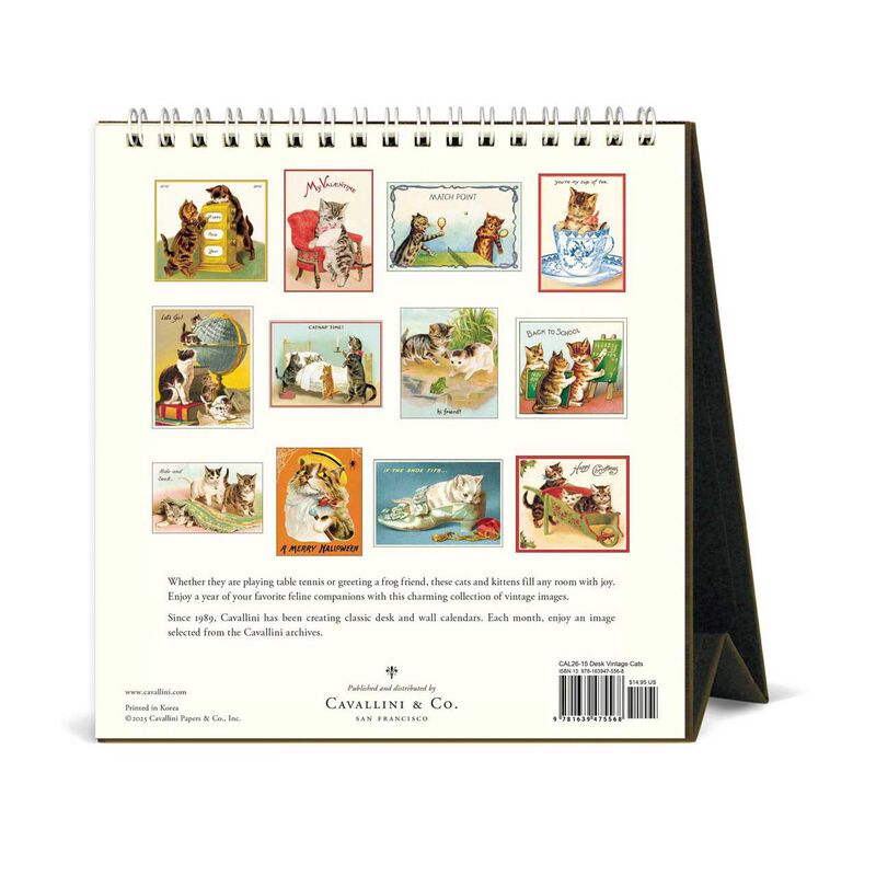 Cavallini Vintage Cats 2026 Desk Calendar image number 2