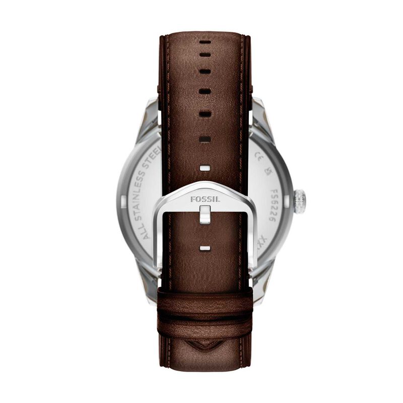 Fossil Pearson 42mm Three-Hand Day-Date Brown Leather Watch image number 1