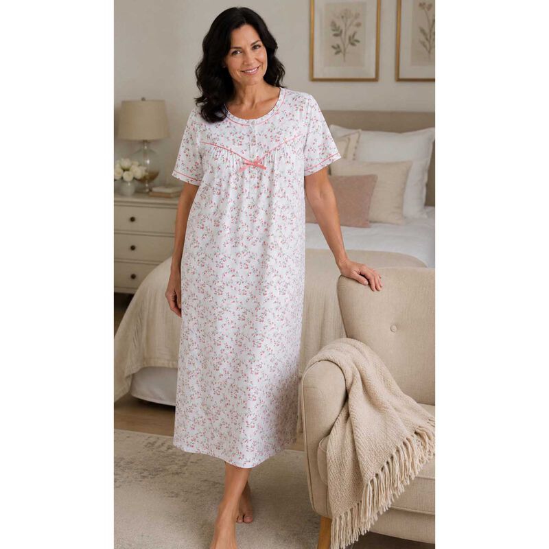 La Marquise Moonlit Tulip Cotton-Rich Jersey Short Sleeve Nightdress image number 3