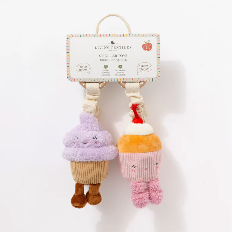 Living Textiles Plush Stroller Toy 2 Pack - Ice Cream & Cupcake image number 2
