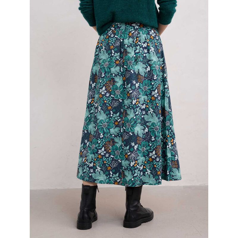 Seasalt Cornwall Tawny Owl Skirt Winter Camellia Dark Jade image number 1